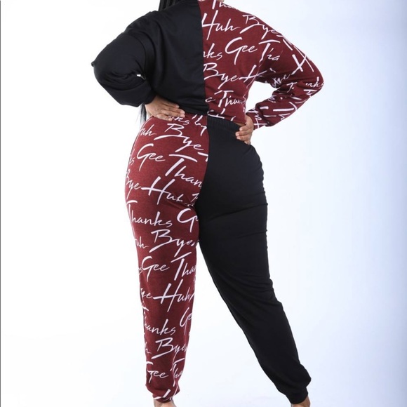 Color Block Plus Size Jogger Set - Picture 4 of 7
